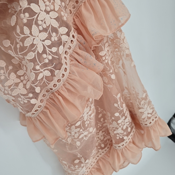 Aqua Womens Blush Embroidered Flounce Maxi Party Night Out Dress Medium - Picture 10 of 13